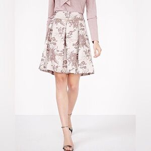 RW&CO. Floral Embroidery A-Line Lined Skirt Gold and Taupe Tones Sz 8 Party
